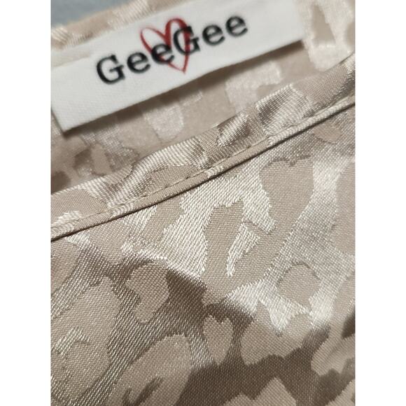 Gee Gee Satin Maxi Dress Women's 3x NWOT Gold Bat Wings, Pockets, Adj Straps - Picture 4 of 8